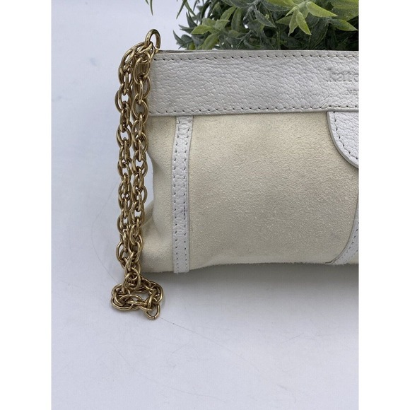 Kate Spade Off white suede and Leather Clutch Made in Italy - Picture 3 of 15